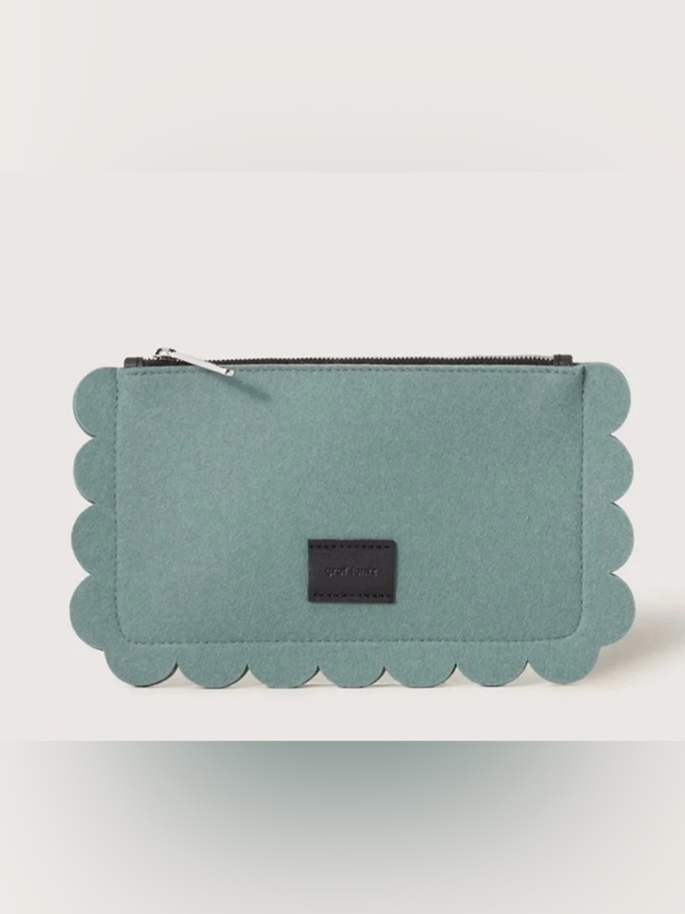 Graf Lantz Scalloped Zip Wristlet Clutch in Seafoam Green